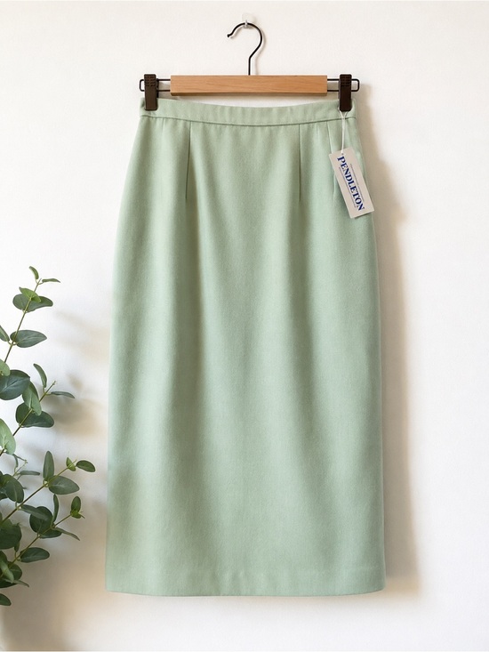 Pendleton Dresses & Skirts - ▶️ Pendleton VTG Virgin Wool Pencil Skirt Women 6 Light Green NWT Pockets Midi